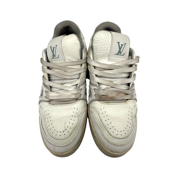 Louis Vuitton Leather Lace Up LV Trainer Sneaker White Size 3.5 - Picture 2 of 9